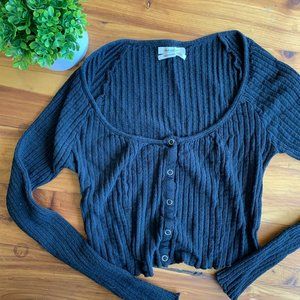 Ribbed Button Up Long Sleeve